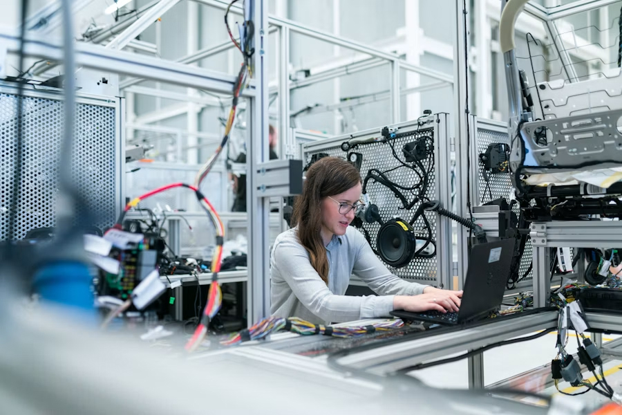 Engineer working in a technical production environment